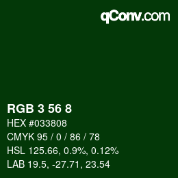 Color code: RGB 3 56 8 | qconv.com