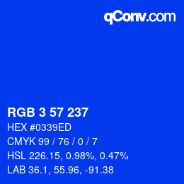 Color code: RGB 3 57 237 | qconv.com