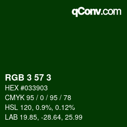 Color code: RGB 3 57 3 | qconv.com