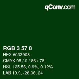 カラーコード: RGB 3 57 8 | qconv.com