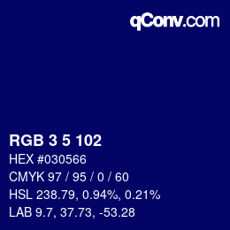 カラーコード: RGB 3 5 102 | qconv.com