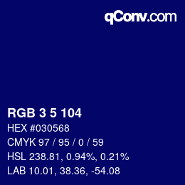 Color code: RGB 3 5 104 | qconv.com