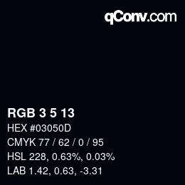 Color code: RGB 3 5 13 | qconv.com