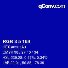カラーコード: RGB 3 5 169 | qconv.com