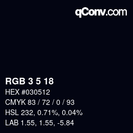 Color code: RGB 3 5 18 | qconv.com