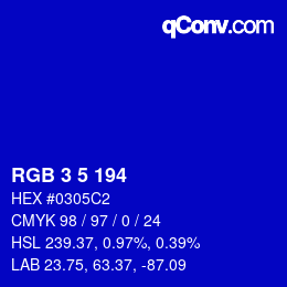 Color code: RGB 3 5 194 | qconv.com