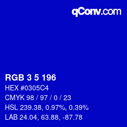 Color code: RGB 3 5 196 | qconv.com