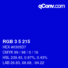 カラーコード: RGB 3 5 215 | qconv.com