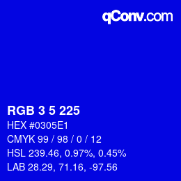 Color code: RGB 3 5 225 | qconv.com