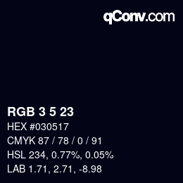 カラーコード: RGB 3 5 23 | qconv.com