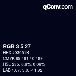 カラーコード: RGB 3 5 27 | qconv.com