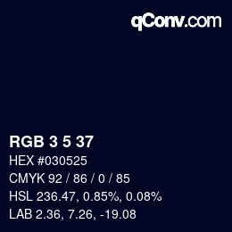 Color code: RGB 3 5 37 | qconv.com