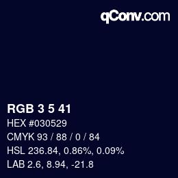 カラーコード: RGB 3 5 41 | qconv.com