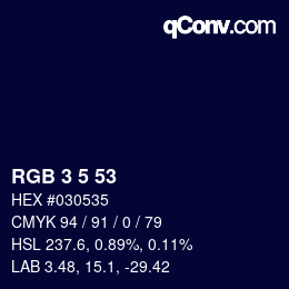 カラーコード: RGB 3 5 53 | qconv.com