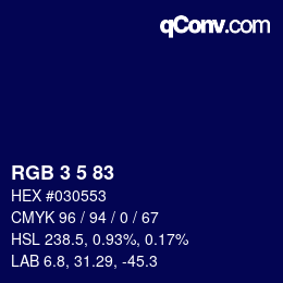 Color code: RGB 3 5 83 | qconv.com