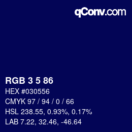 Color code: RGB 3 5 86 | qconv.com