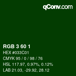 カラーコード: RGB 3 60 1 | qconv.com