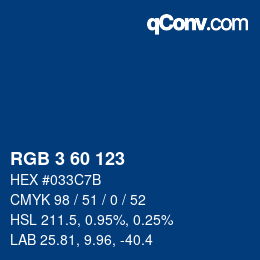 Color code: RGB 3 60 123 | qconv.com