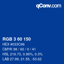 カラーコード: RGB 3 60 150 | qconv.com