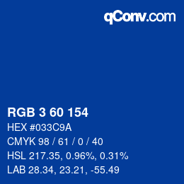 Color code: RGB 3 60 154 | qconv.com