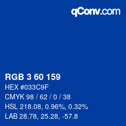 Color code: RGB 3 60 159 | qconv.com