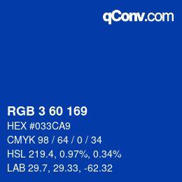 カラーコード: RGB 3 60 169 | qconv.com