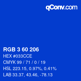 カラーコード: RGB 3 60 206 | qconv.com