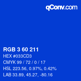 颜色代码: RGB 3 60 211 | qconv.com