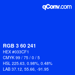 カラーコード: RGB 3 60 241 | qconv.com