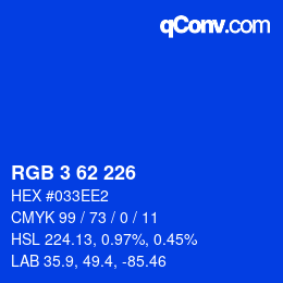 Color code: RGB 3 62 226 | qconv.com