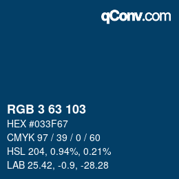 Color code: RGB 3 63 103 | qconv.com