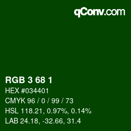 Color code: RGB 3 68 1 | qconv.com