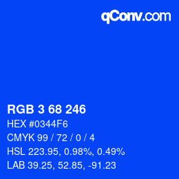 Color code: RGB 3 68 246 | qconv.com
