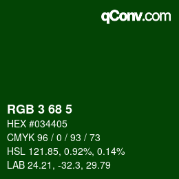 Color code: RGB 3 68 5 | qconv.com