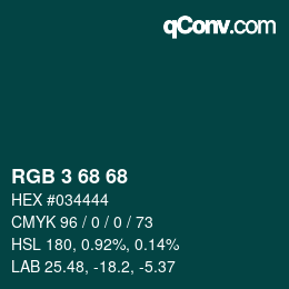 Color code: RGB 3 68 68 | qconv.com
