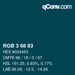 カラーコード: RGB 3 68 83 | qconv.com