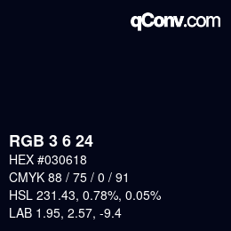 カラーコード: RGB 3 6 24 | qconv.com