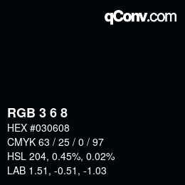 Color code: RGB 3 6 8 | qconv.com