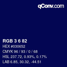 Color code: RGB 3 6 82 | qconv.com
