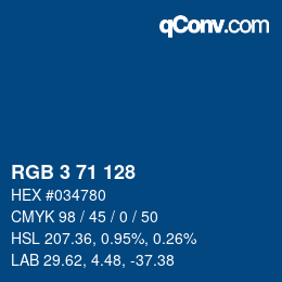 Color code: RGB 3 71 128 | qconv.com