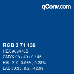 Color code: RGB 3 71 139 | qconv.com