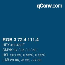 カラーコード: RGB 3 72.4 111.4 | qconv.com