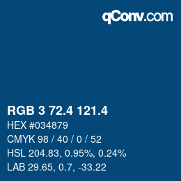 カラーコード: RGB 3 72.4 121.4 | qconv.com