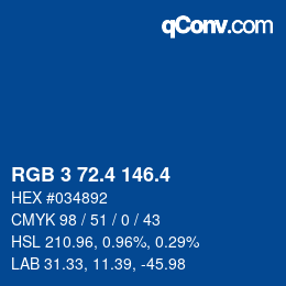 カラーコード: RGB 3 72.4 146.4 | qconv.com