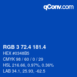 カラーコード: RGB 3 72.4 181.4 | qconv.com