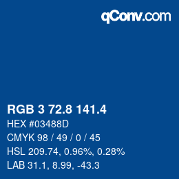 カラーコード: RGB 3 72.8 141.4 | qconv.com