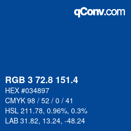 カラーコード: RGB 3 72.8 151.4 | qconv.com