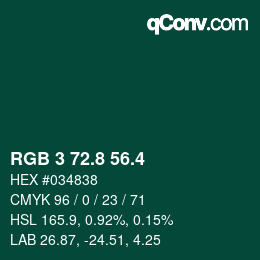 カラーコード: RGB 3 72.8 56.4 | qconv.com