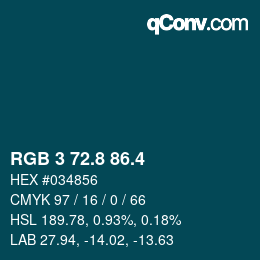 カラーコード: RGB 3 72.8 86.4 | qconv.com