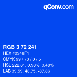 カラーコード: RGB 3 72 241 | qconv.com
